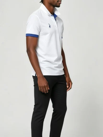 Men's Stretch Sweat Wicking Contrast Trim Embroidered Polo Multi Occasion Daily Travel Top