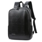 Vintage PU Leather Backpack with USB Charging Port, Large Capacity 15.6 Inch Laptop Bag for Business & Travel
