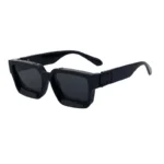 Minimalist Heavy Rivet Big Square Frame Black Sunglasses Unisex - Image 5
