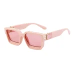 Minimalist Heavy Rivet Big Square Frame Black Sunglasses Unisex - Image 3