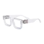 Minimalist Heavy Rivet Big Square Frame Black Sunglasses Unisex - Image 6
