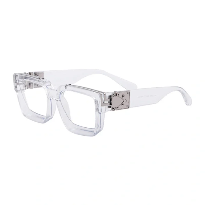 Minimalist Heavy Rivet Big Square Frame Black Sunglasses Unisex - Image 6