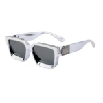 Minimalist Heavy Rivet Big Square Frame Black Sunglasses Unisex - Image 7