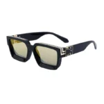 Minimalist Heavy Rivet Big Square Frame Black Sunglasses Unisex - Image 11
