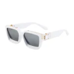 Minimalist Heavy Rivet Big Square Frame Black Sunglasses Unisex - Image 12