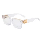 Minimalist Heavy Rivet Big Square Frame Black Sunglasses Unisex - Image 13