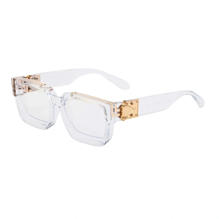 Minimalist Heavy Rivet Big Square Frame Black Sunglasses Unisex - Image 13