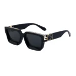 Minimalist Heavy Rivet Big Square Frame Black Sunglasses Unisex - Image 14