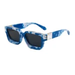 Minimalist Heavy Rivet Big Square Frame Black Sunglasses Unisex - Image 17