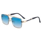 Minimalist Double Bridge Half Rim Metal Gradient Gray Pilot Sunglasses Unisex