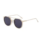 Minimalist Thin Metal Double Bridge Octagon Gradient Brown Pilot Sunglasses