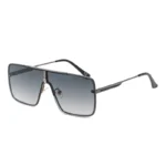 Minimalist Double Bridge Rimless Large Square Gradient Blue Brown Pilot Sunglasses