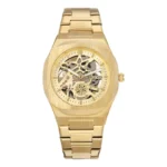 Square Full Hollow Automatic Mechanical Men Steel Band Watch Waterproof Trend Business Wristwatch