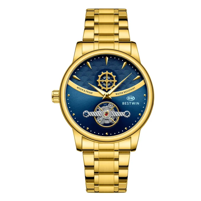 Moon Phase Hollow Two-Tone Men Steel Band Watch Chinese Wave Business Waterproof Quartz Wristwatch - Image 19