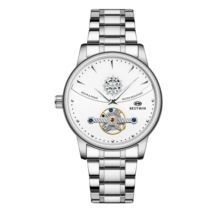 Moon Phase Hollow Two-Tone Men Steel Band Watch Chinese Wave Business Waterproof Quartz Wristwatch - Image 11
