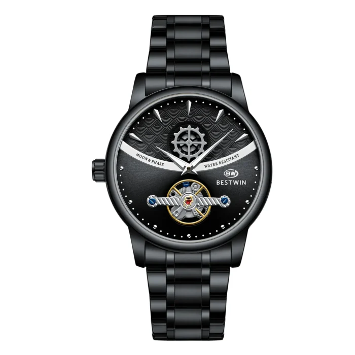 Moon Phase Hollow Two-Tone Men Steel Band Watch Chinese Wave Business Waterproof Quartz Wristwatch - Image 6