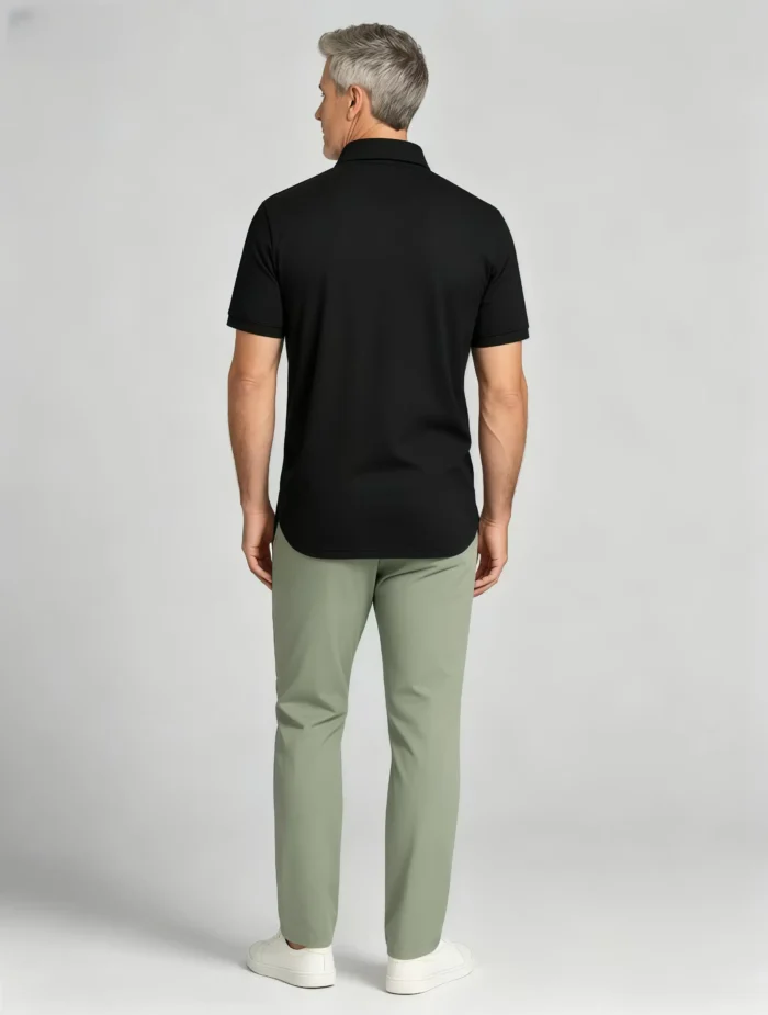 Delicate Crest Embroidery Lapel Polo, Slim Fit Casual Short Sleeve Top for Men - Image 8