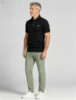 Delicate Crest Embroidery Lapel Polo, Slim Fit Casual Short Sleeve Top for Men - Image 9