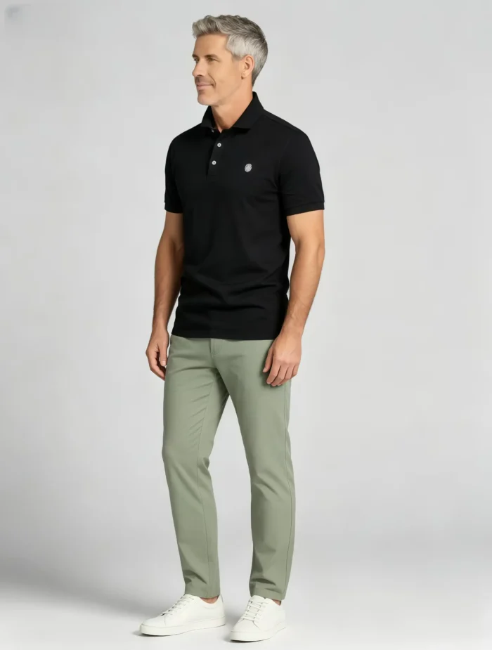 Delicate Crest Embroidery Lapel Polo, Slim Fit Casual Short Sleeve Top for Men - Image 9