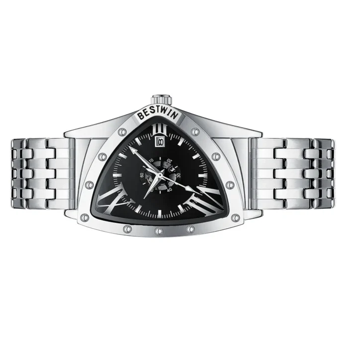 Triangular Skeleton Automatic Mechanical Men Steel Band Watch Multi-Function Calendar Waterproof Wristwatch - Image 14