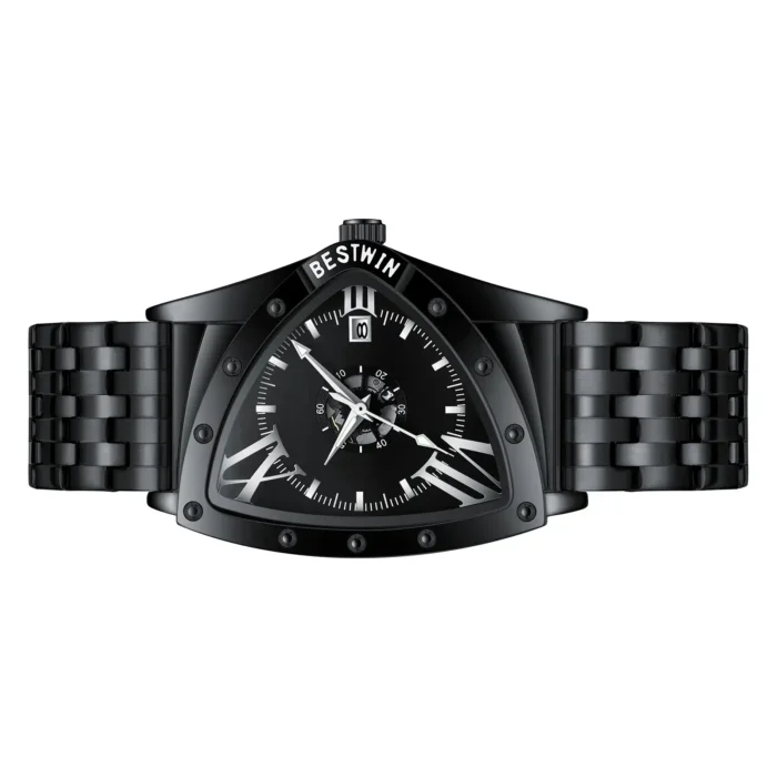 Triangular Skeleton Automatic Mechanical Men Steel Band Watch Multi-Function Calendar Waterproof Wristwatch - Image 10