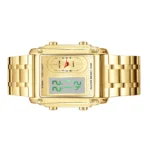 Rectangle Dual Display Multi-Function Men Steel Band Watch Dual Movement Waterproof Quartz Wristwatch - Image 4