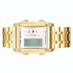 Rectangle Dual Display Multi-Function Men Steel Band Watch Dual Movement Waterproof Quartz Wristwatch - Image 6
