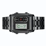 Rectangle Dual Display Multi-Function Men Steel Band Watch Dual Movement Waterproof Quartz Wristwatch - Image 10