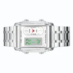 Rectangle Dual Display Multi-Function Men Steel Band Watch Dual Movement Waterproof Quartz Wristwatch - Image 12