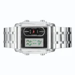 Rectangle Dual Display Multi-Function Men Steel Band Watch Dual Movement Waterproof Quartz Wristwatch - Image 14
