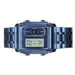 Rectangle Dual Display Multi-Function Men Steel Band Watch Dual Movement Waterproof Quartz Wristwatch - Image 16
