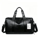 Vintage PU Leather Travel Duffle Bag, Large Capacity Gym Crossbody Weekender Bag with Wet Dry Separation