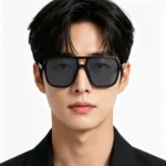 Minimalist Double Bridge Pilot Gradient Orange Brown Sunglasses Unisex - Image 2