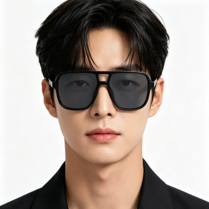 Minimalist Double Bridge Pilot Gradient Orange Brown Sunglasses Unisex - Image 2