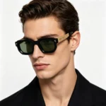 Minimalist Arrow Metal Splicing Thick Black Small Square Sunglasses Unisex - Image 2