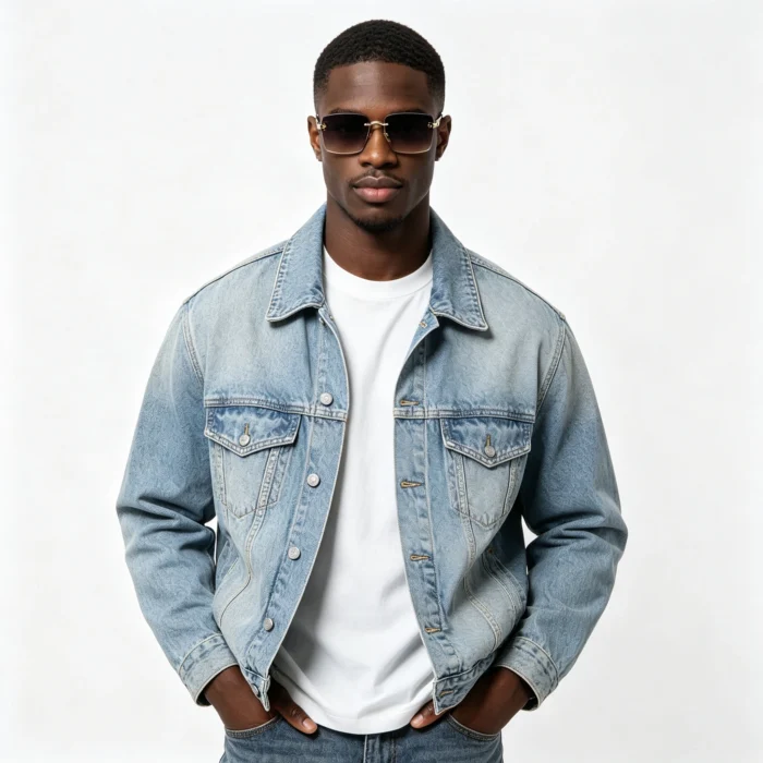 Minimalist Carved Metal Half Rim Wood Grain Thin Square Gradient Gray Sunglasses Unisex - Image 2