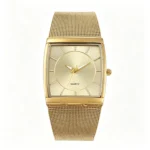 Square Mesh Band Date Men Quartz Watch Slim Minimal Business Waterproof Wristwatch