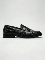 Men's Crocodile Embossed Double Monk Strap Loafer Dress Shoes - Image 20