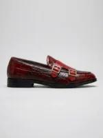 Men's Crocodile Embossed Double Monk Strap Loafer Dress Shoes - Image 15