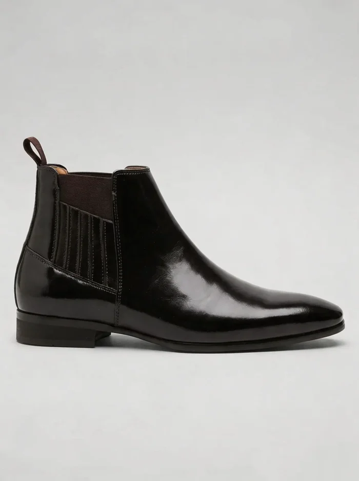 Men's Polished Leather Chelsea Boots Slip-On Ankle Dress Boots - Image 5