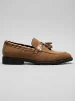 Men's Textured Strap Suede Tassel Dress Loafers - Image 11