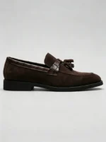 Men's Textured Strap Suede Tassel Dress Loafers - Image 6