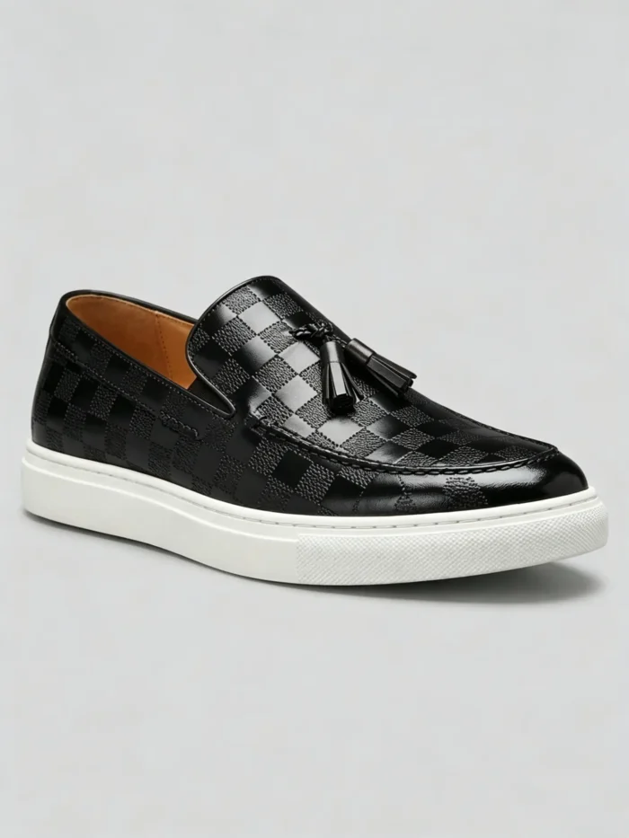 Men's Checkered Tassel Slip-On Casual Loafer Dress Shoes - Image 9