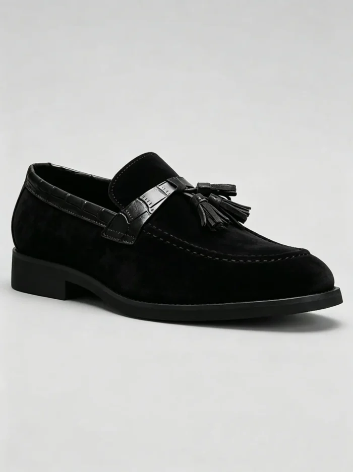 Men's Textured Strap Suede Tassel Dress Loafers - Image 15