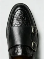 Men's Crocodile Embossed Double Monk Strap Loafer Dress Shoes - Image 18