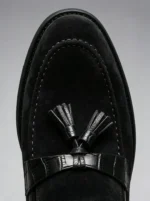 Men's Textured Strap Suede Tassel Dress Loafers - Image 14