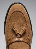 Men's Textured Strap Suede Tassel Dress Loafers - Image 9