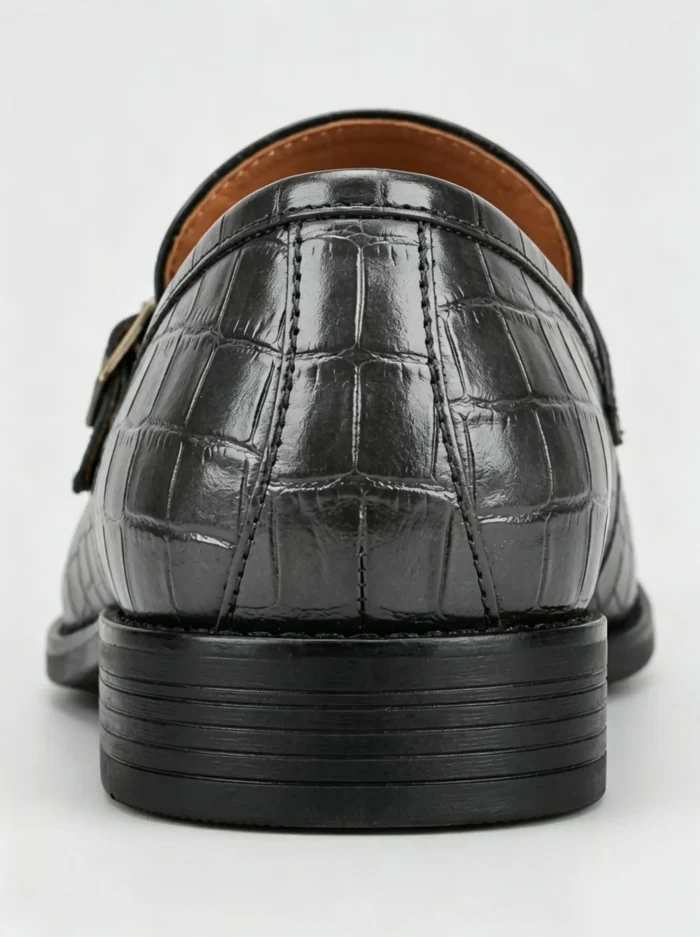 Men's Crocodile Embossed Double Monk Strap Loafer Dress Shoes - Image 7