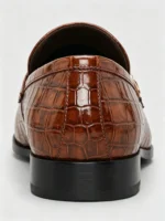 Men's Crocodile Embossed Double Monk Strap Loafer Dress Shoes - Image 2