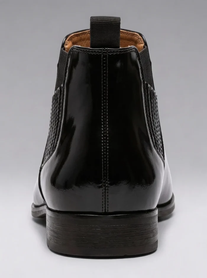 Men's Polished Leather Chelsea Boots Slip-On Ankle Dress Boots - Image 2